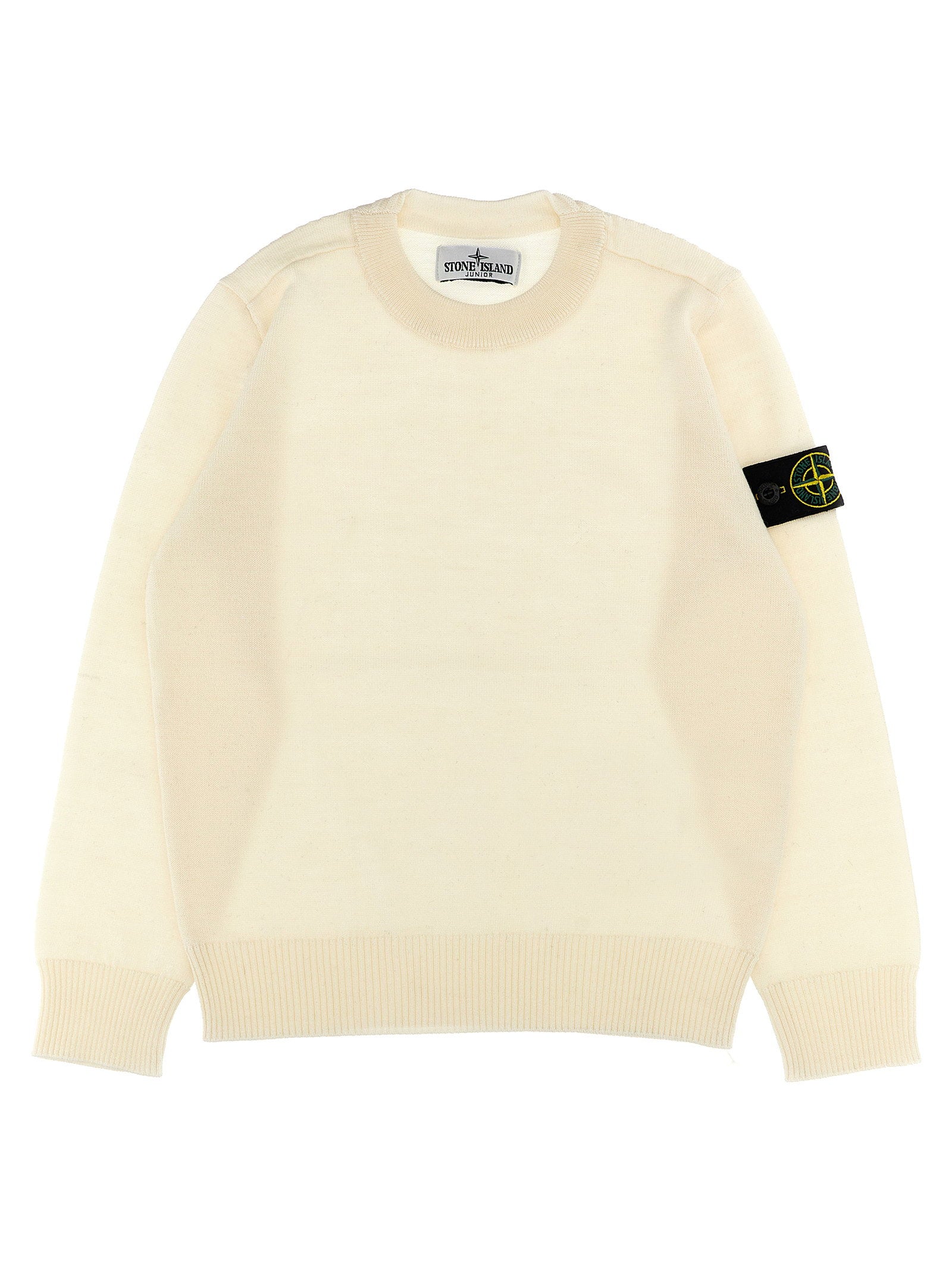 Logo Patch Wool Sweater — Cream