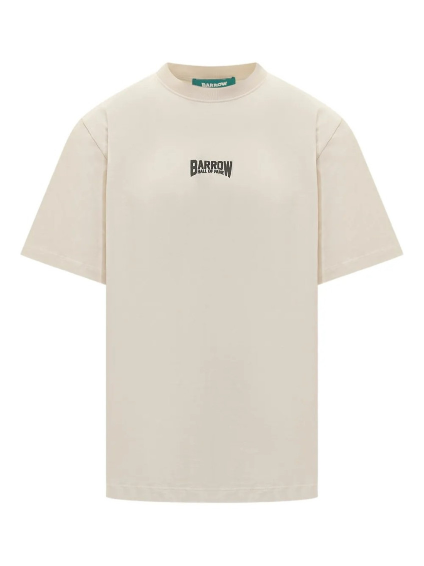 Beige Crewneck Graphic Print T-Shirt
