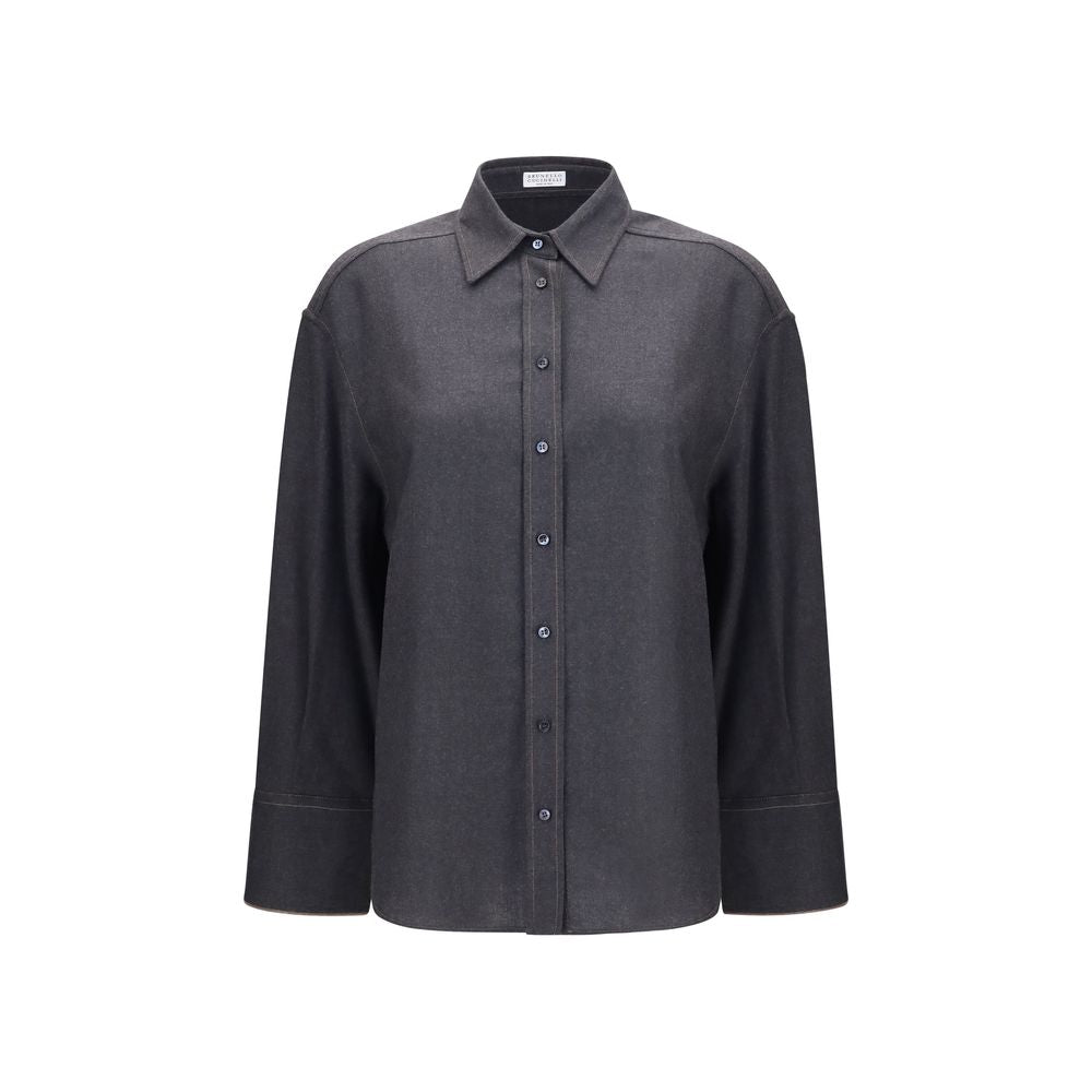 Virgin Wool with Monili Cuffs Shirt — Gray