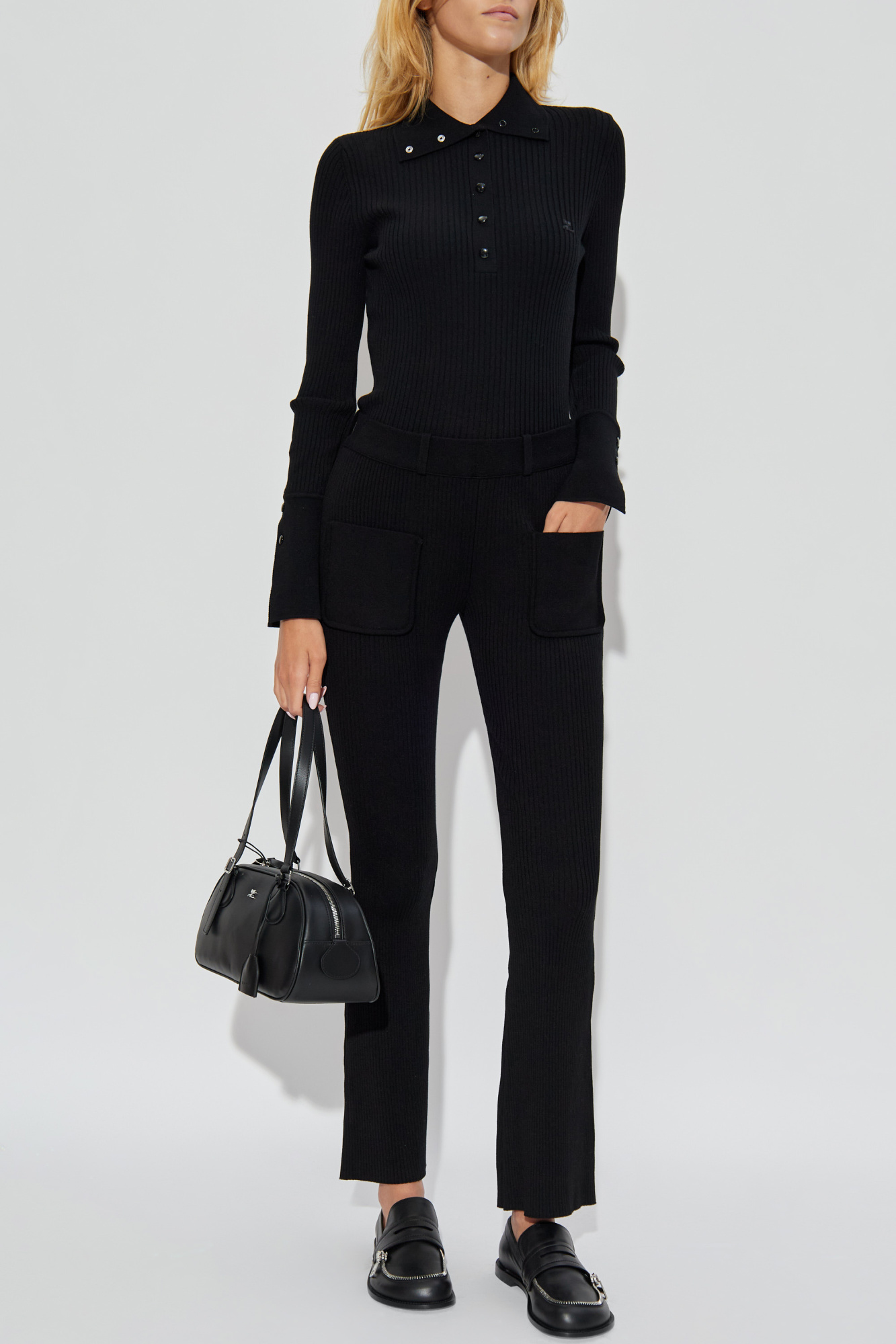 Striped Trousers, Women's, Black