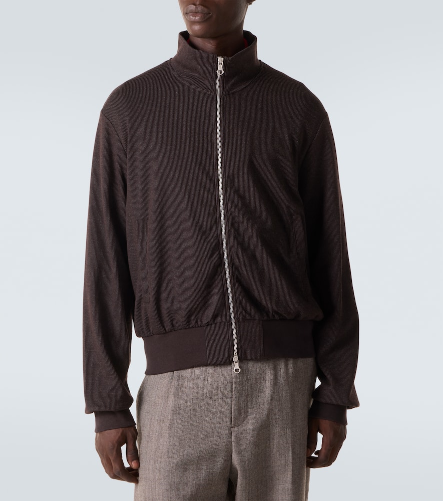 Mob ribbed-knit cotton-blend bomber jacket