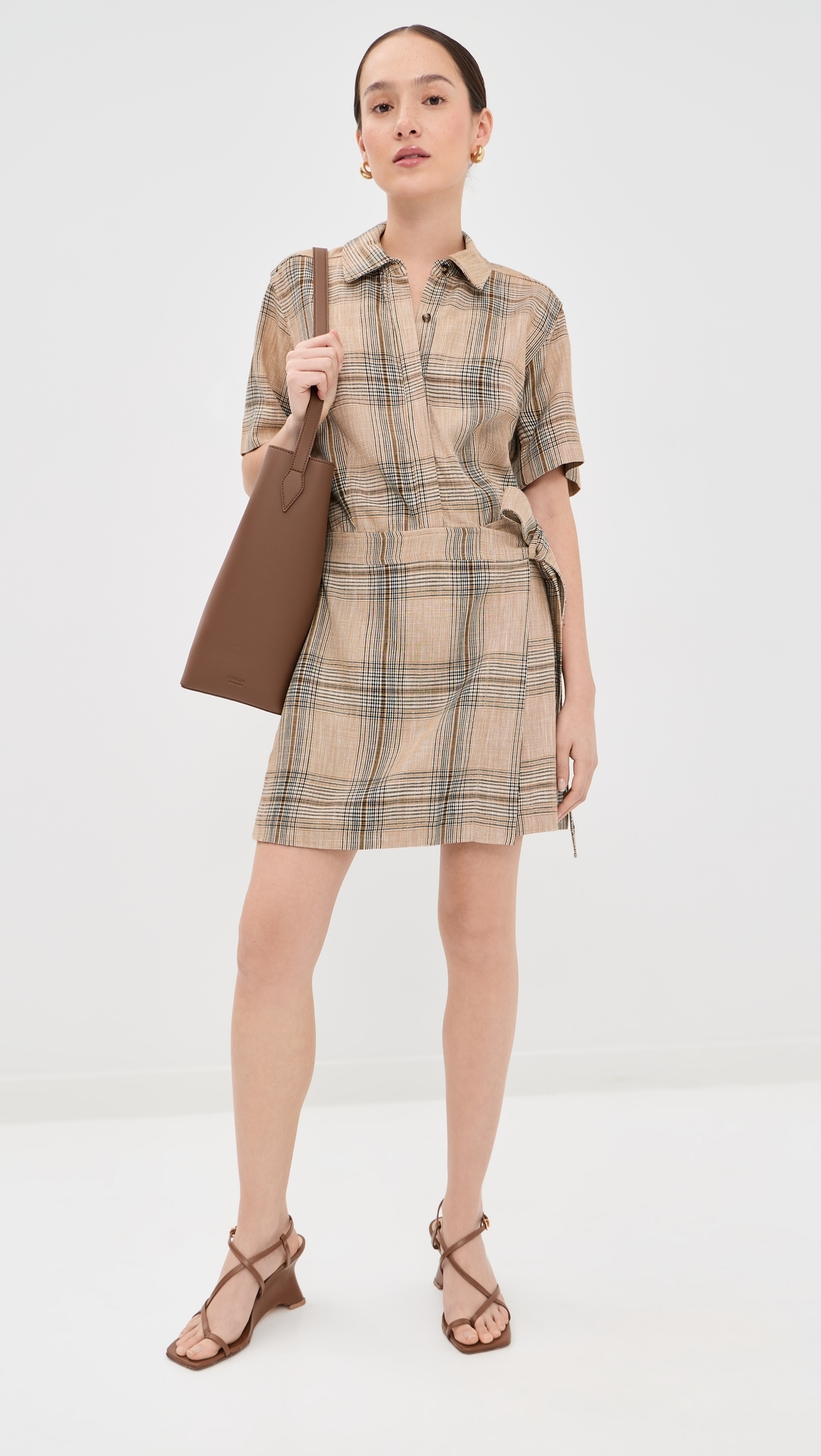 Jensen Wrap Dress Rattan Plaid