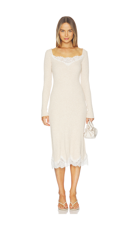 L'Academie by Marianna Ariadne Knit Lace Detail Dress in Beige. - L also in M, S, XL