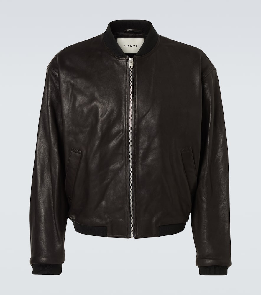 Leather bomber jacket