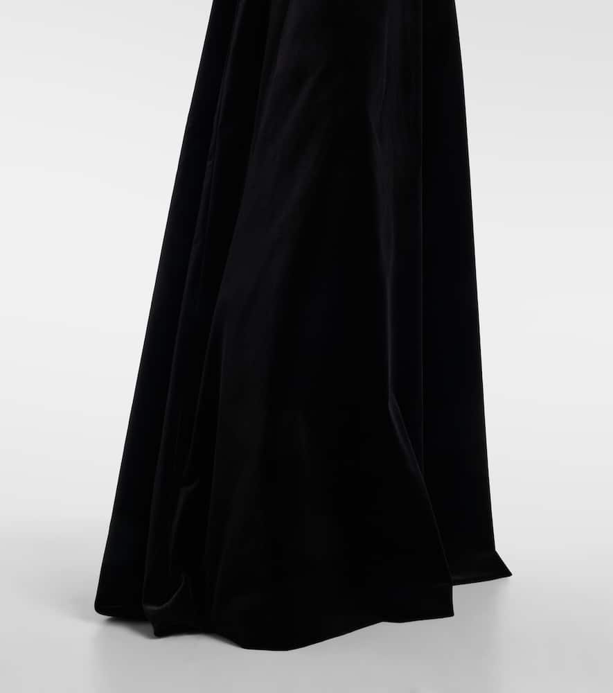 Open-back cotton velvet gown