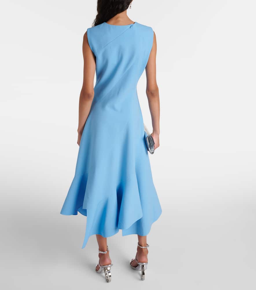 Asymmetrical wool-blend midi dress