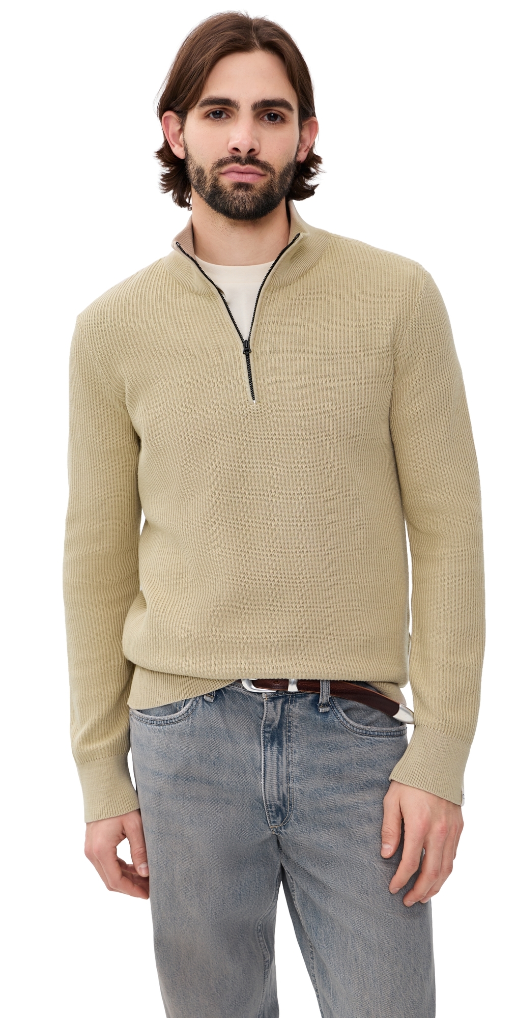 Caden Washed Quarter Zip Pullover Taupe