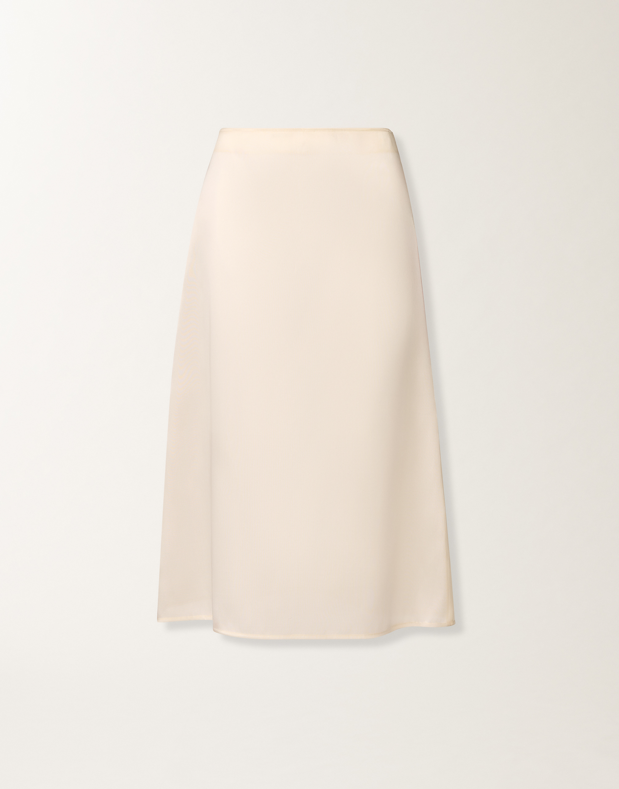 Water-reflective organza midi skirt, butter