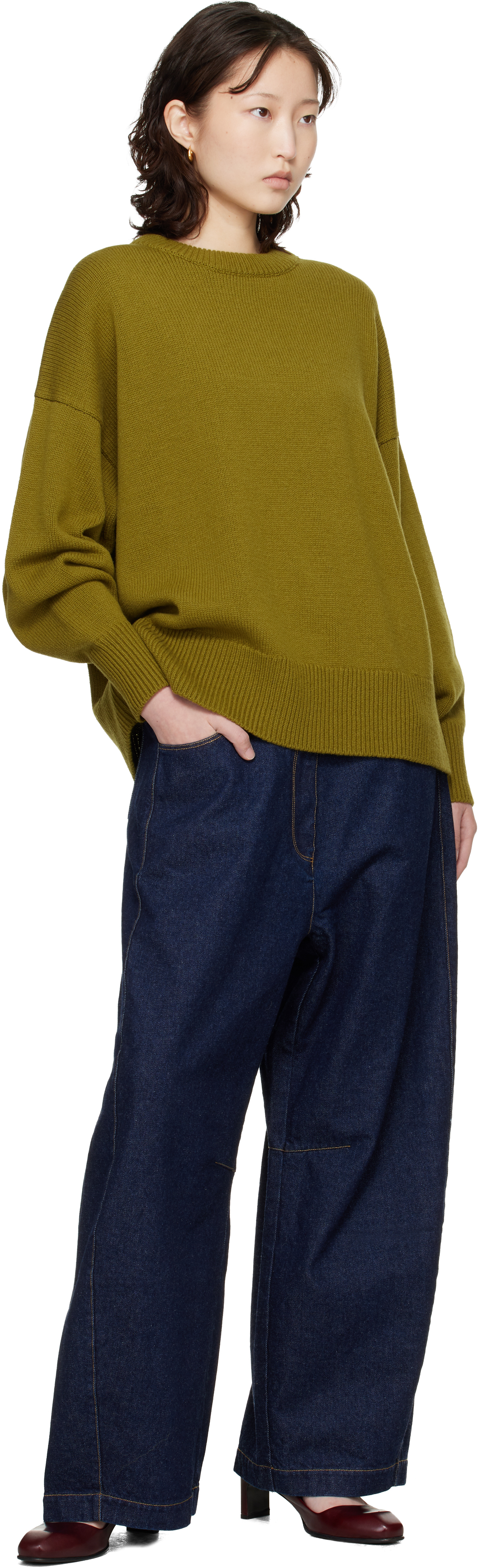 Blue Curved Baggy Jeans