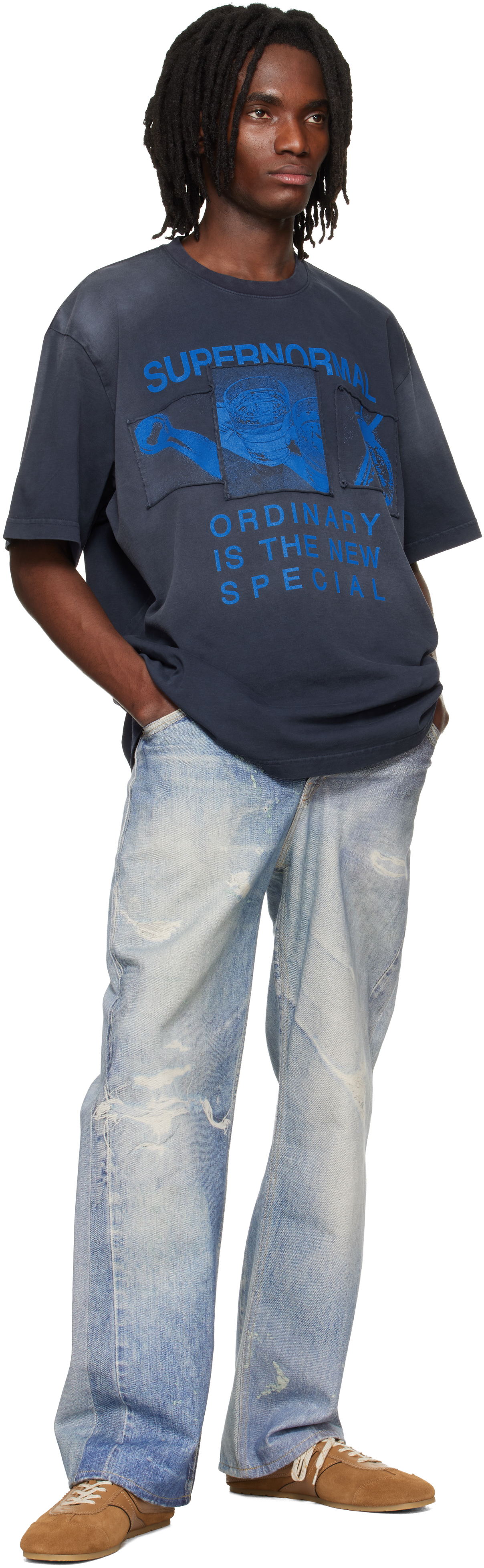 Navy Dropped Shoulder T-shirt