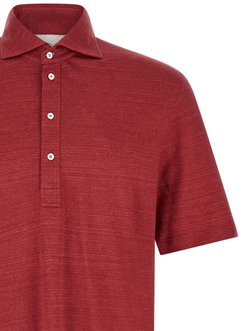 Linen And Cotton MéLange Jersey Polo Shirt Polo Shirts Red