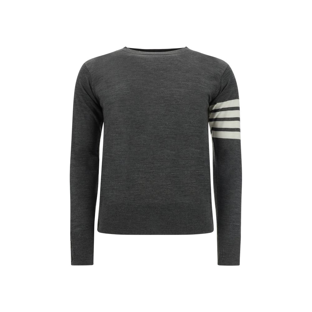 Striped Virgin Wool Sweater — Gray
