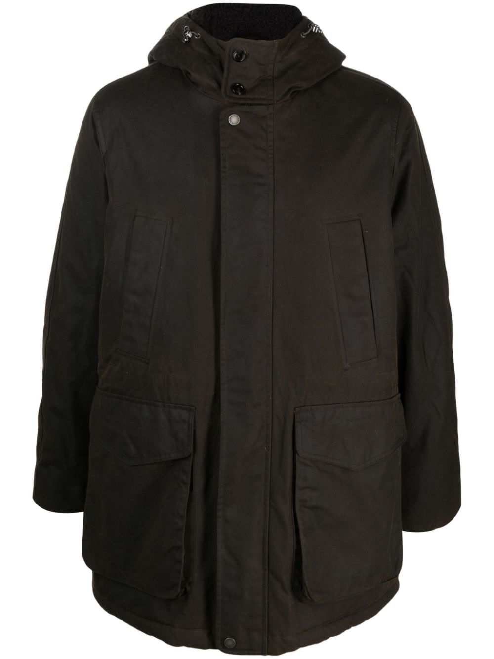 Hooded press-stud coat - Green