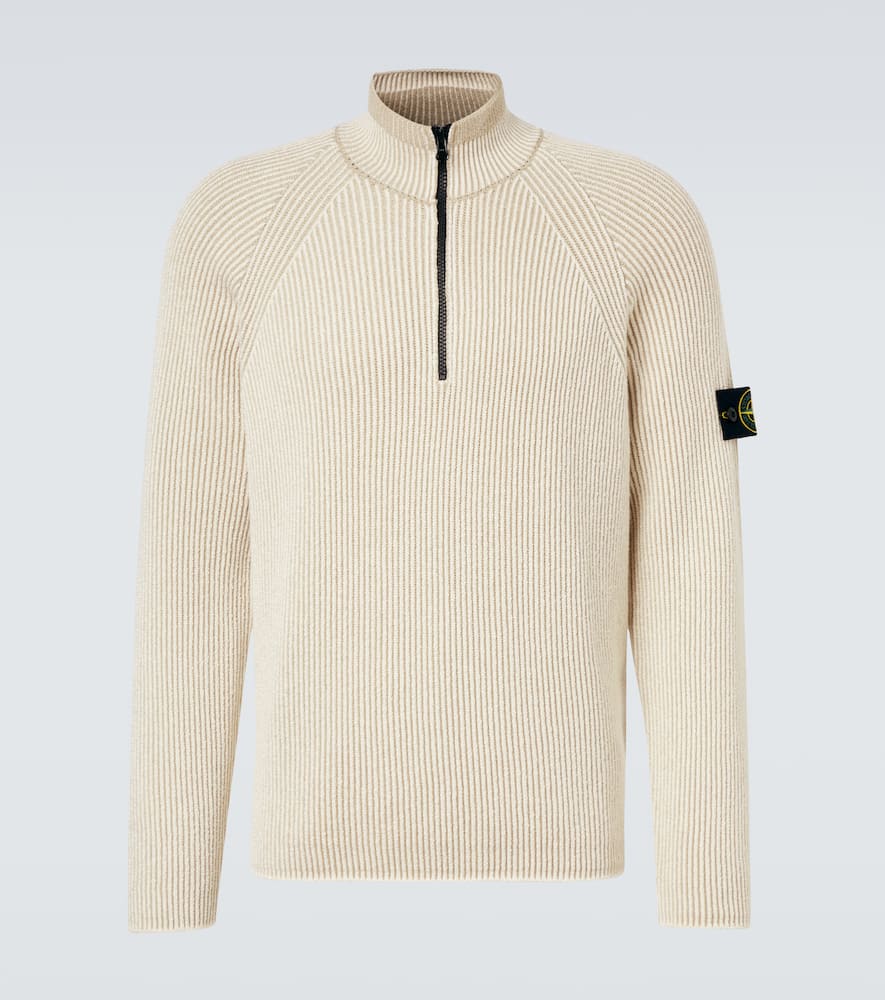 Compass wool and cotton-blend sweater