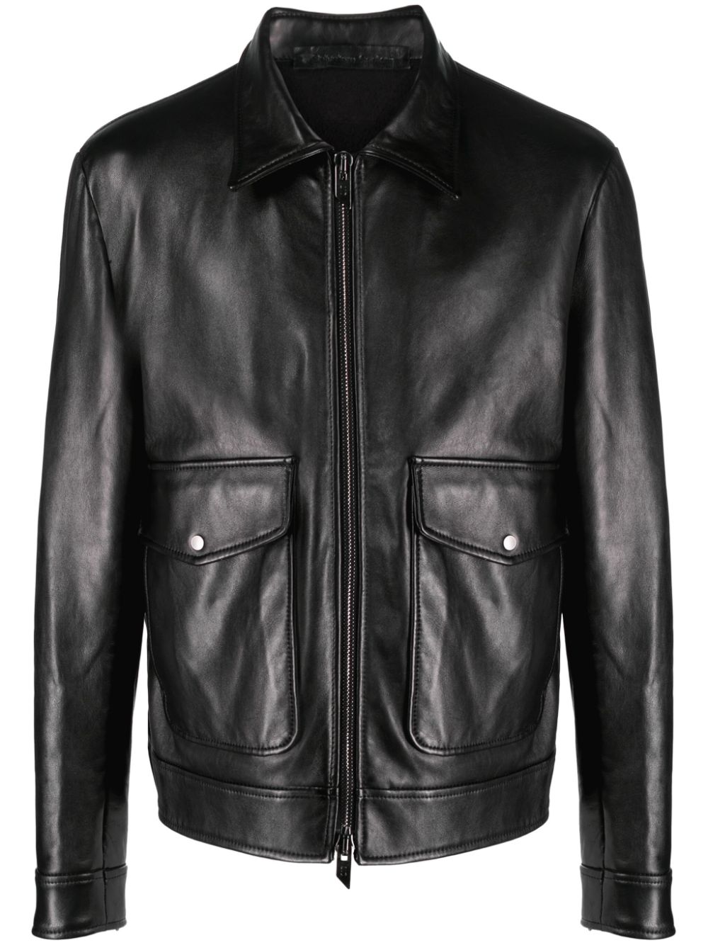 Leather zip-up jacket - Black