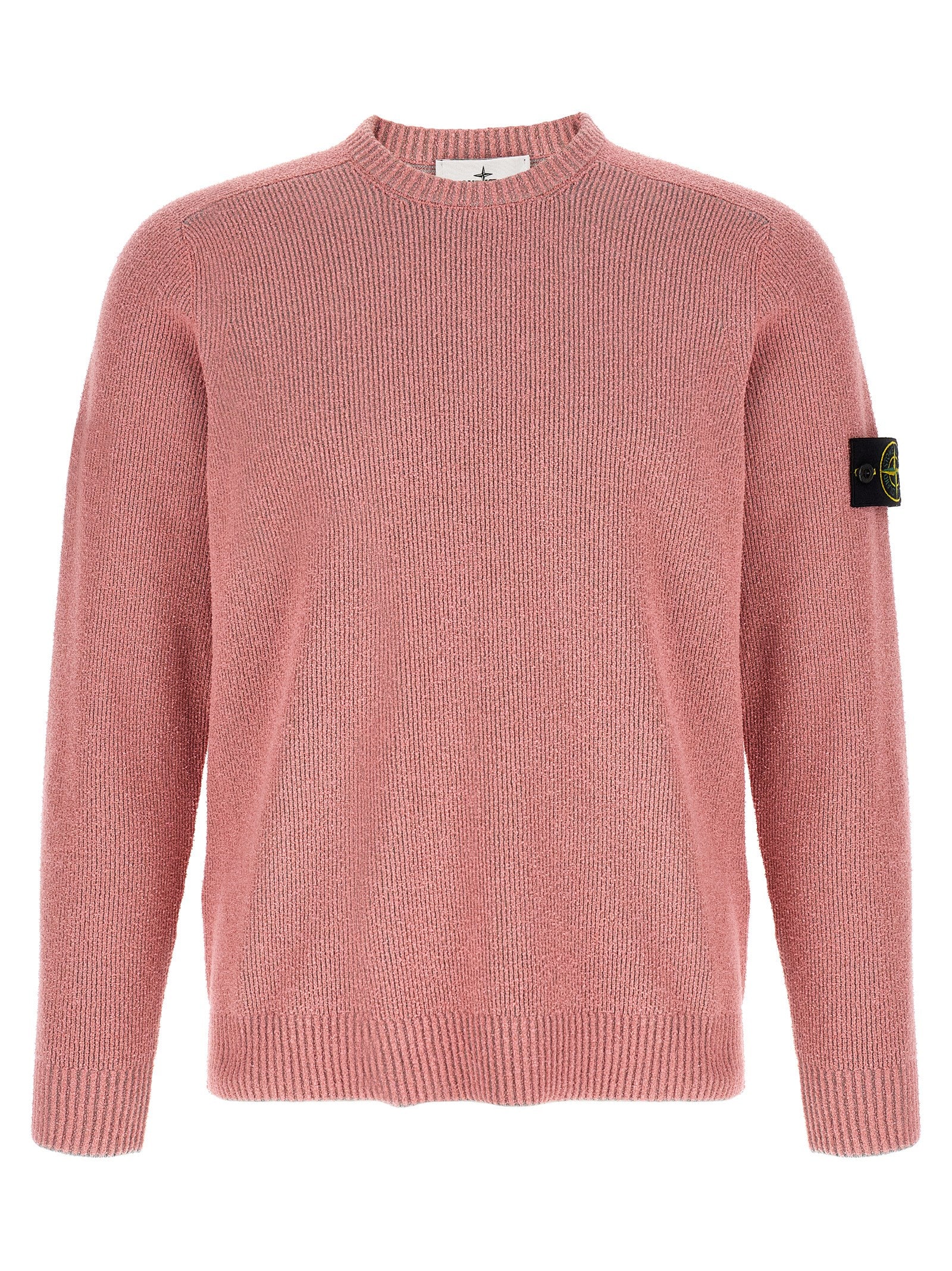 Ribbed Bouclé Cotton Sweater — Pink