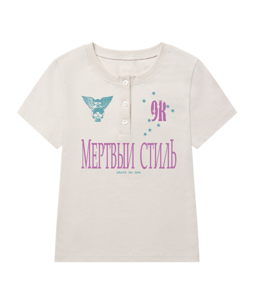 NO999 Henley Neck Short Sleeve T-Shirt _2color