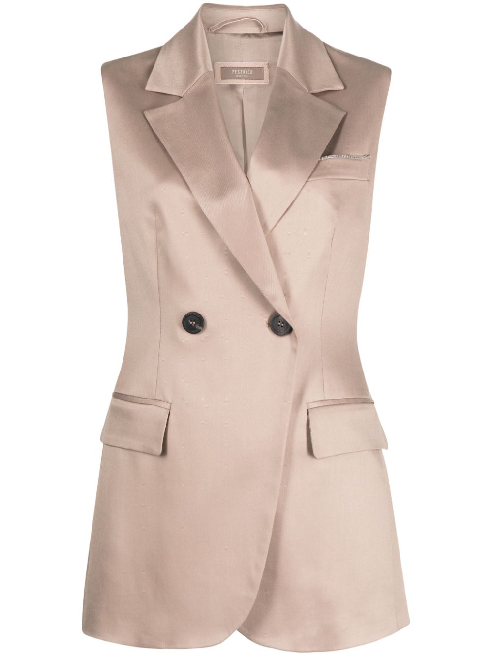 Double-breasted sleeveless waistcoat - Neutrals