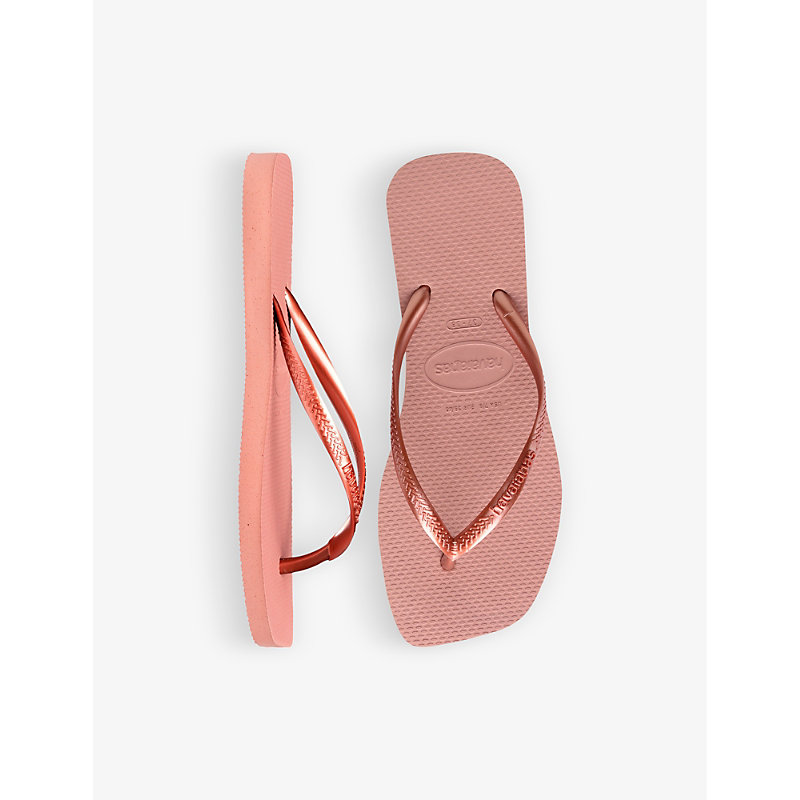 Womens Crocus Rose Slim Square-toe Rubber Flip Flops