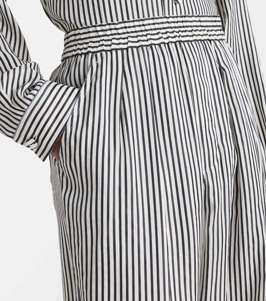 Striped silk straight pants