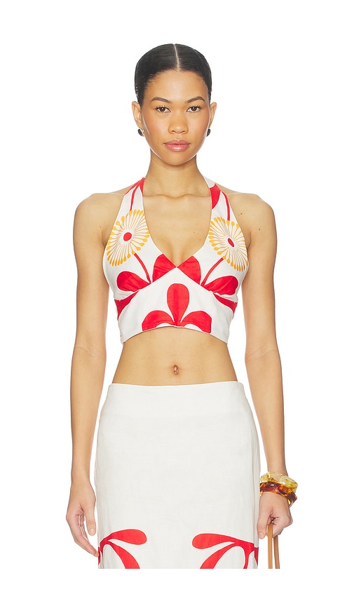 Cala de la Cruz Olivia Top in White, Red. - XS also in S, M