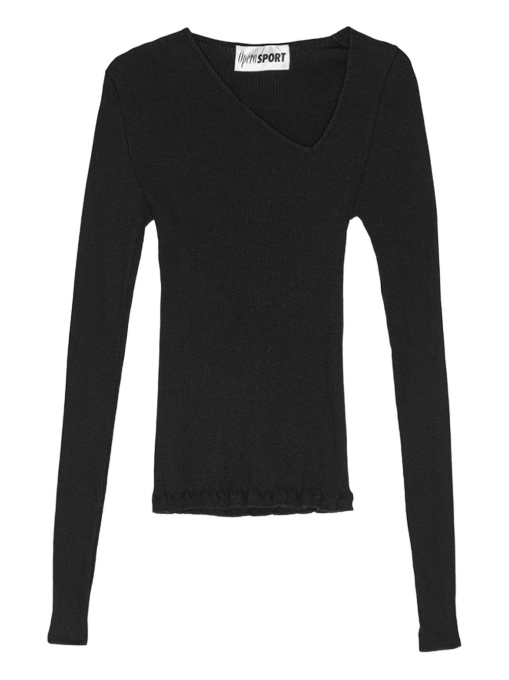 Eve asymmetric ribbed top - Black