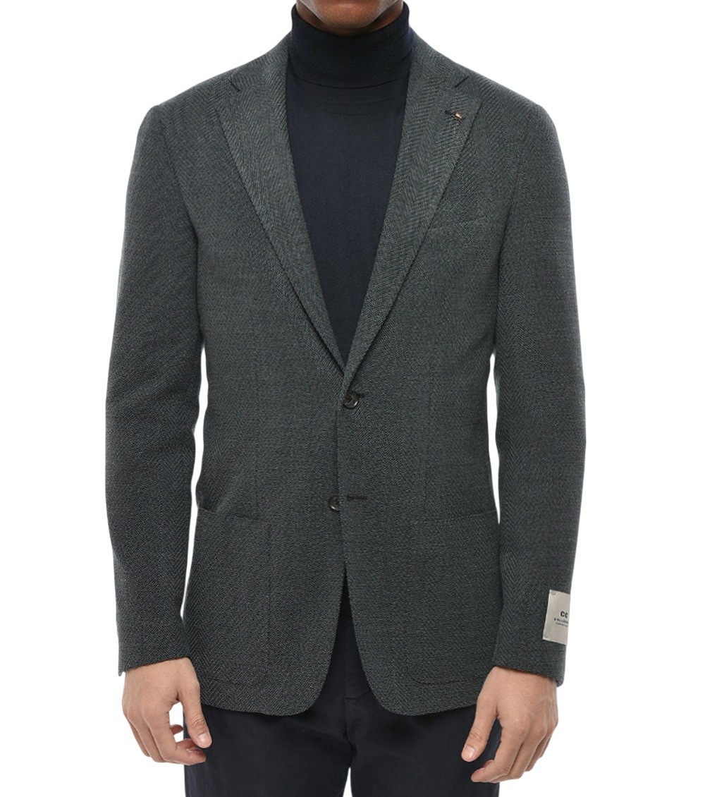 Dark Green Notched Lapel Blazer
