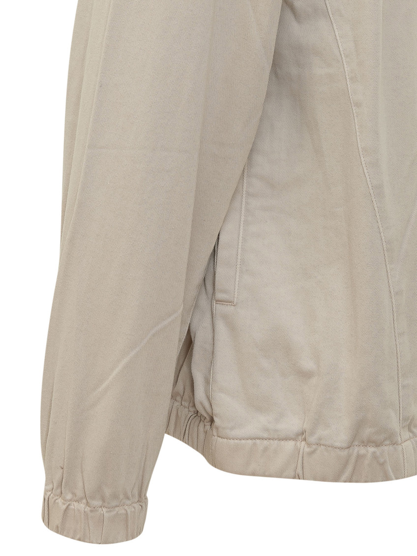 Beige Solid Mock Collar Jacket