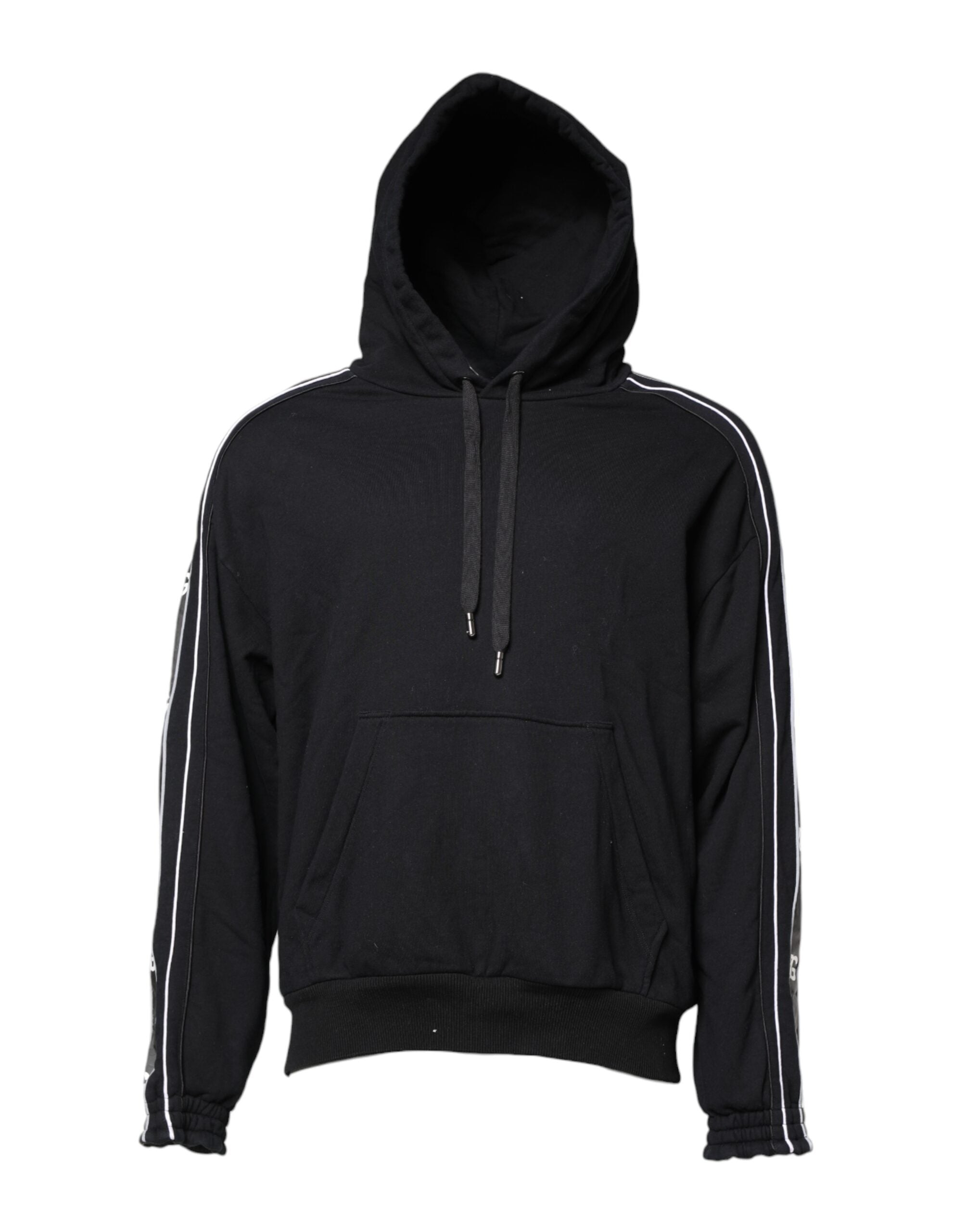 Logo-Print Cotton Hoodie — Black