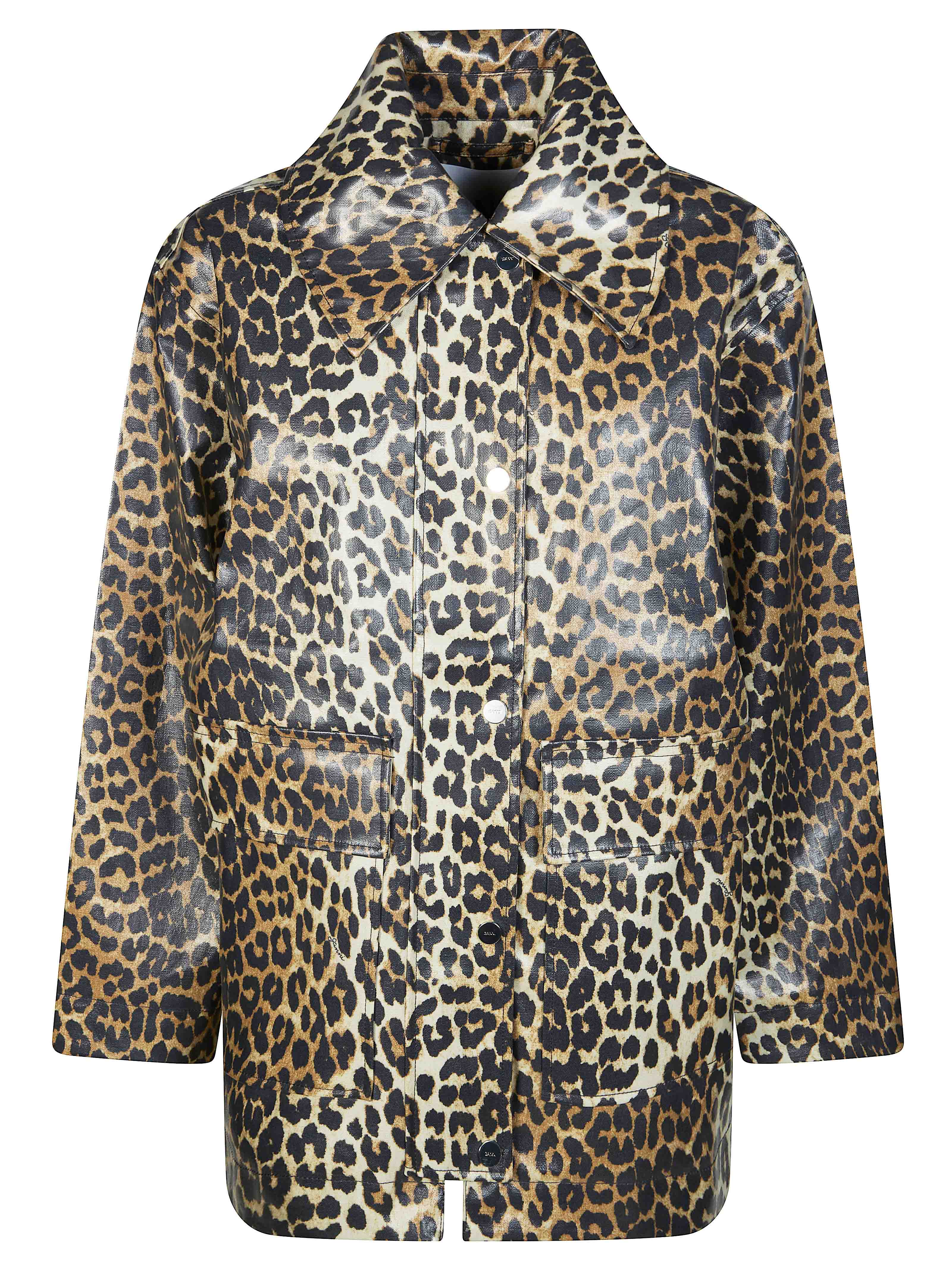 Leopard Print Laminated Jacket for Women