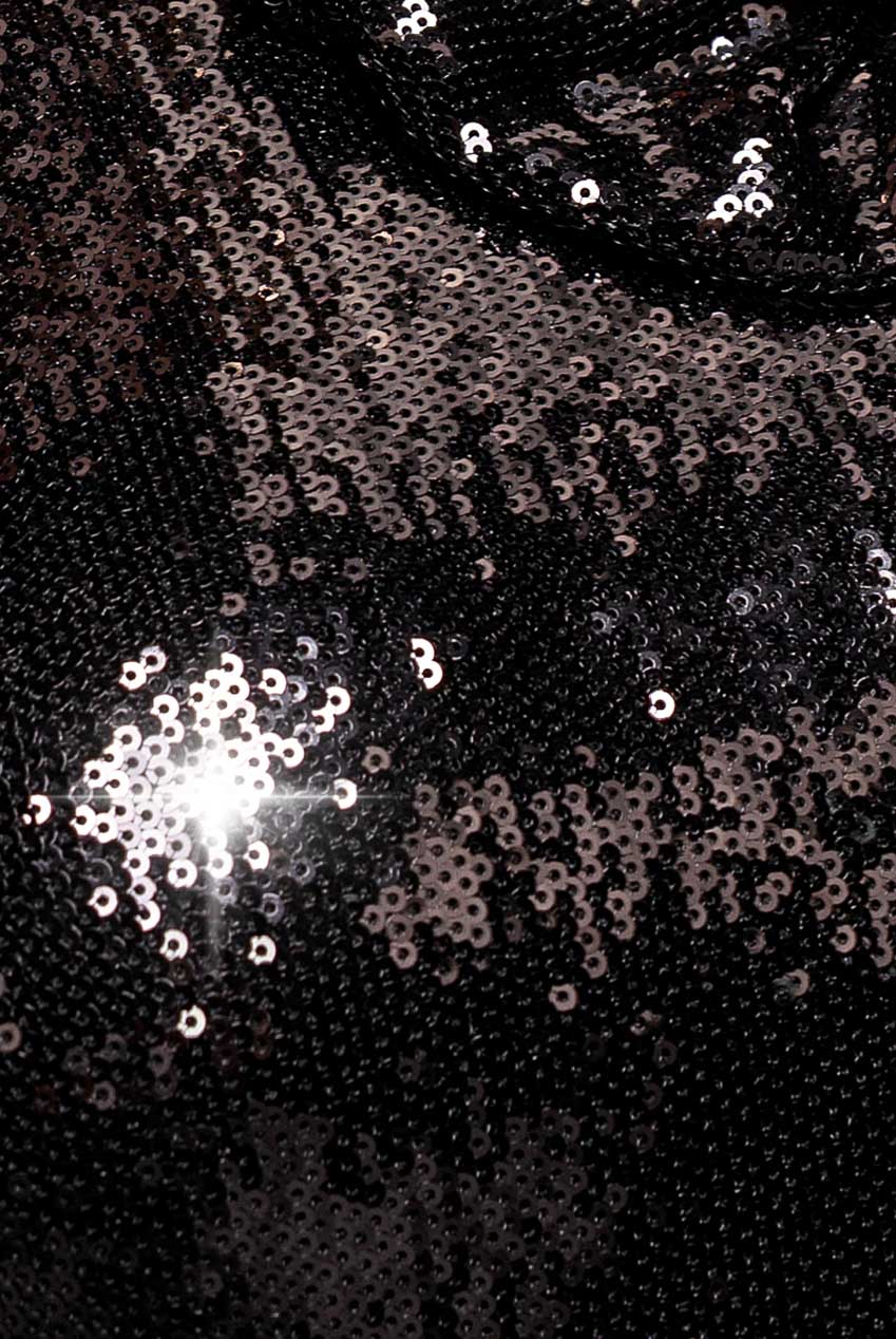 Goddiva Liquid Sequin Halterneck Mini Dress With Corsage - Black