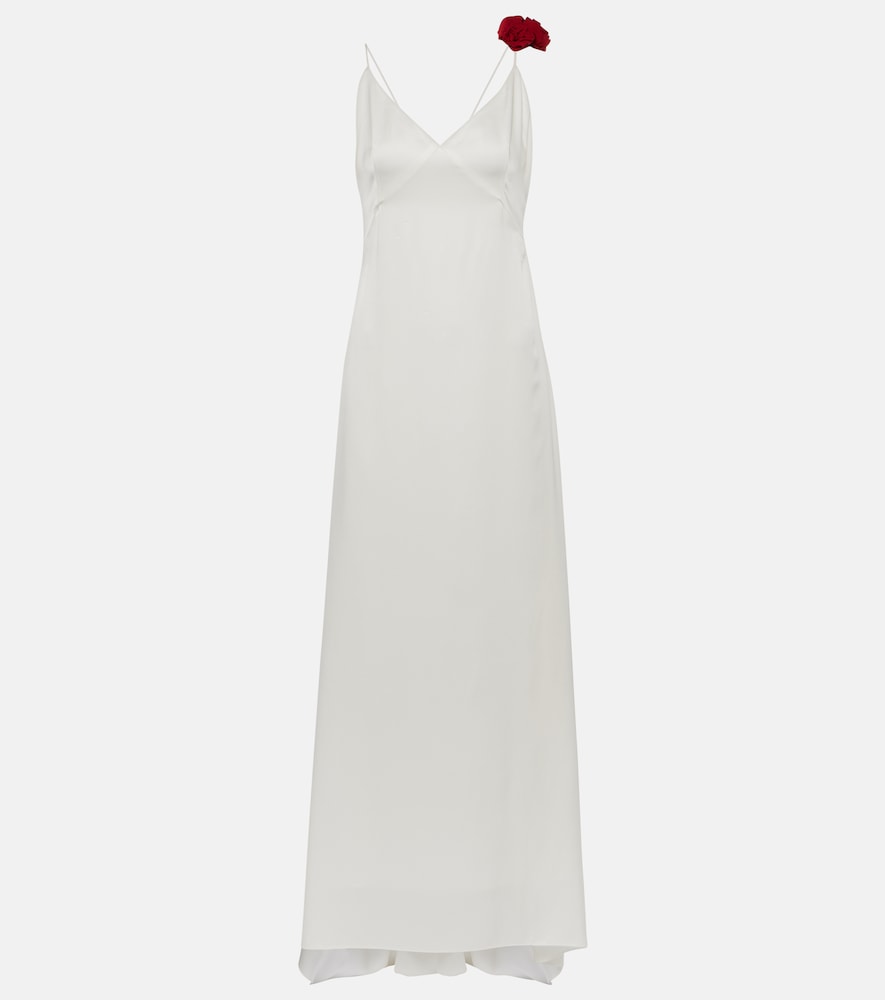 Rosette embellished slip gown