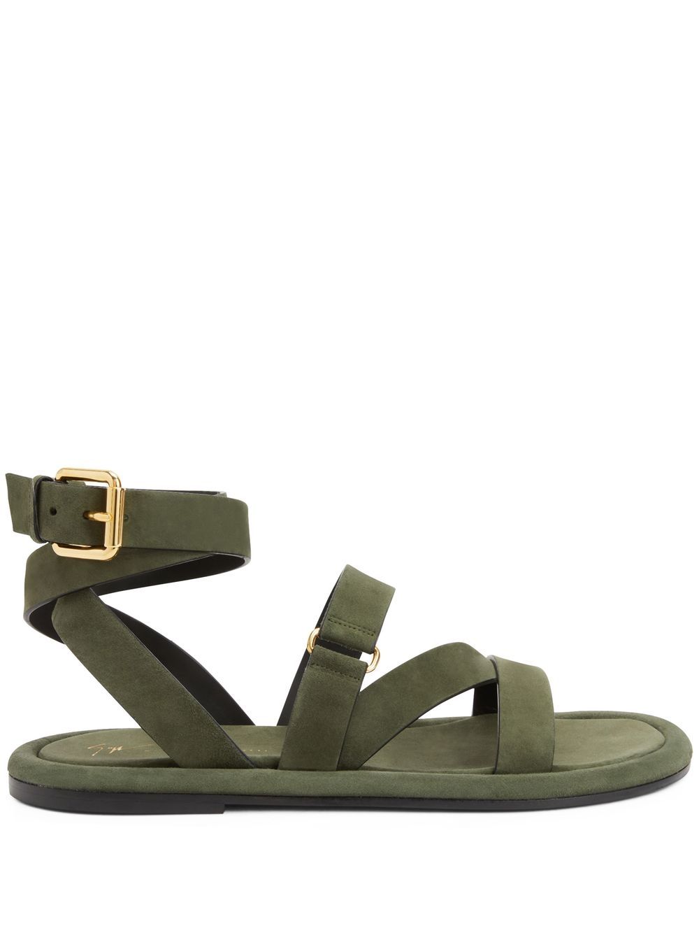 Aymon buckled suede sandals - Green