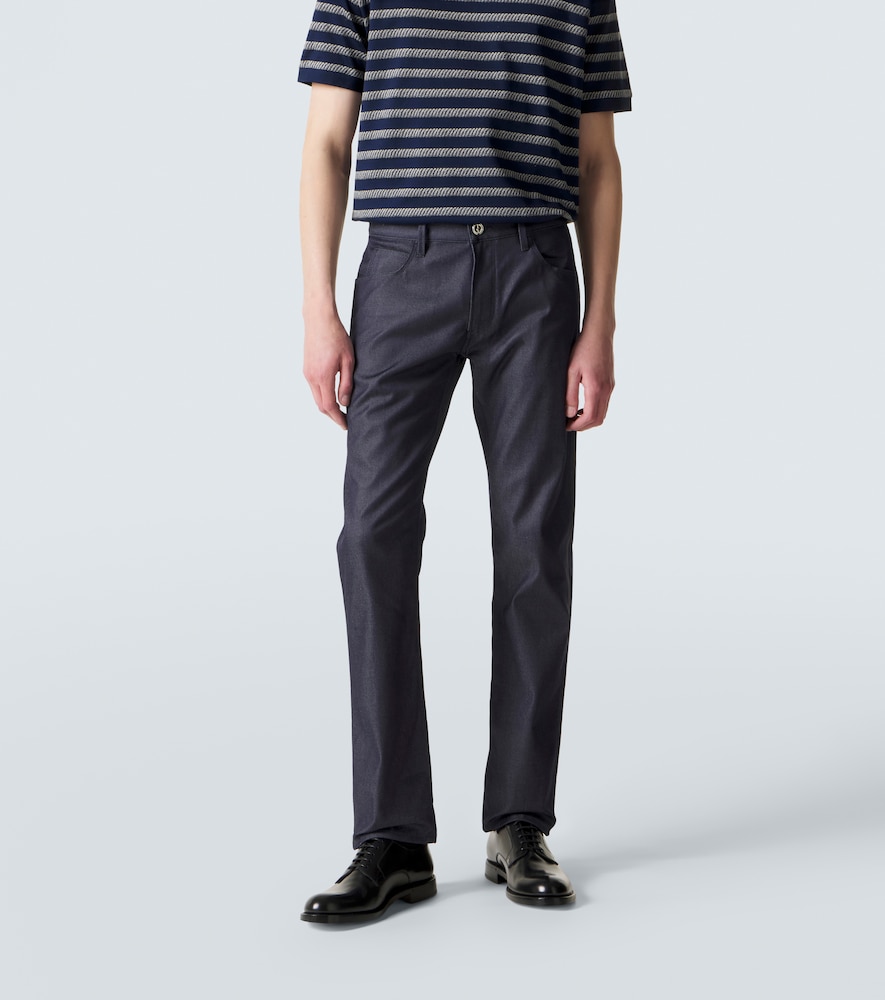 Cotton and silk-blend straight jeans