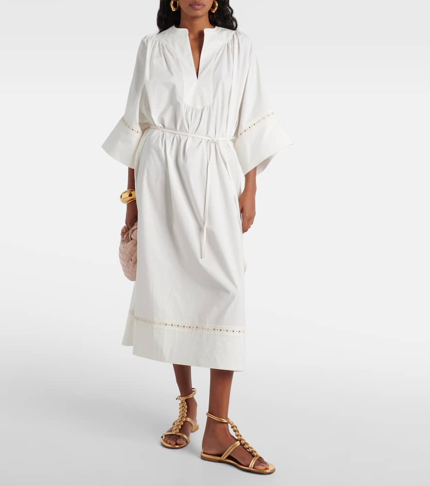 Belted cotton-blend maxi dress