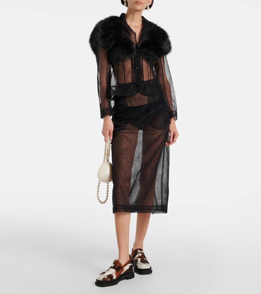Sheer tulle pencil skirt