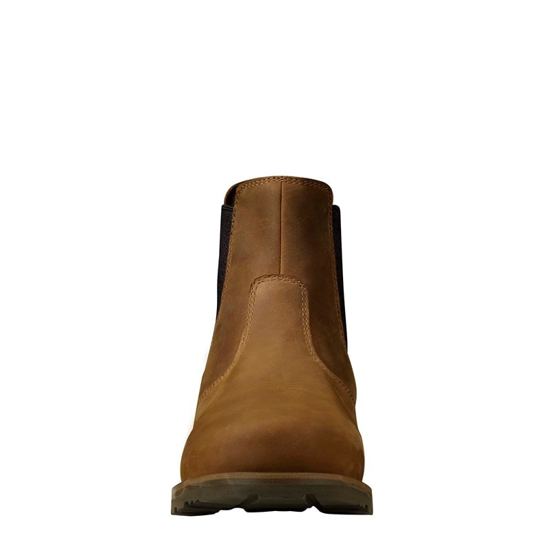 Men's Frontier Water Resistant Steel Toe Chelsea Boots (Brown Leather)