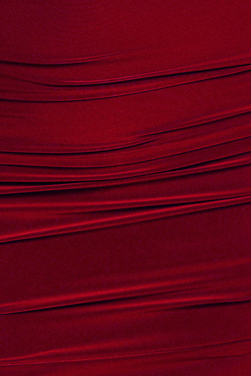 Goddiva Cut Out Ruched Midi With Drawstring - Wine