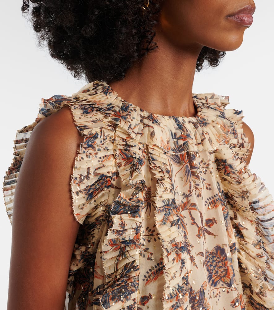 Sabra printed silk-blend chiffon top