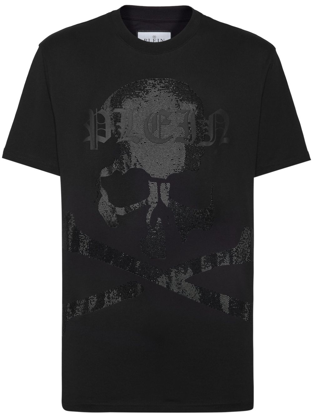 Skull-rhinestone cotton t-shirt - Black