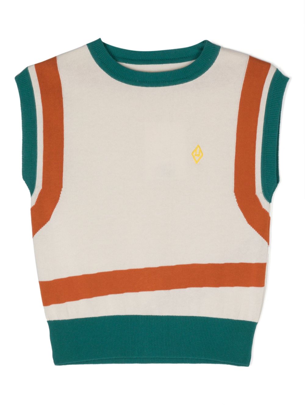 Contrast-trim knitted vest - White