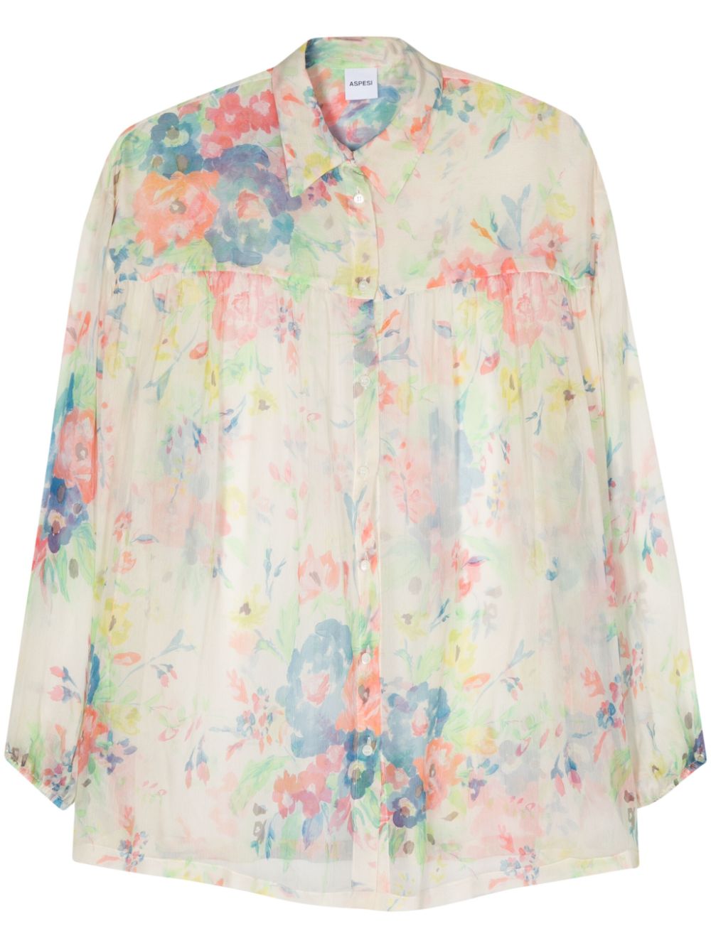 Floral-print crepon shirt - Pink