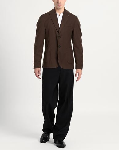 Man Blazer Dark brown Size 36 Polyester, Viscose, Elastane