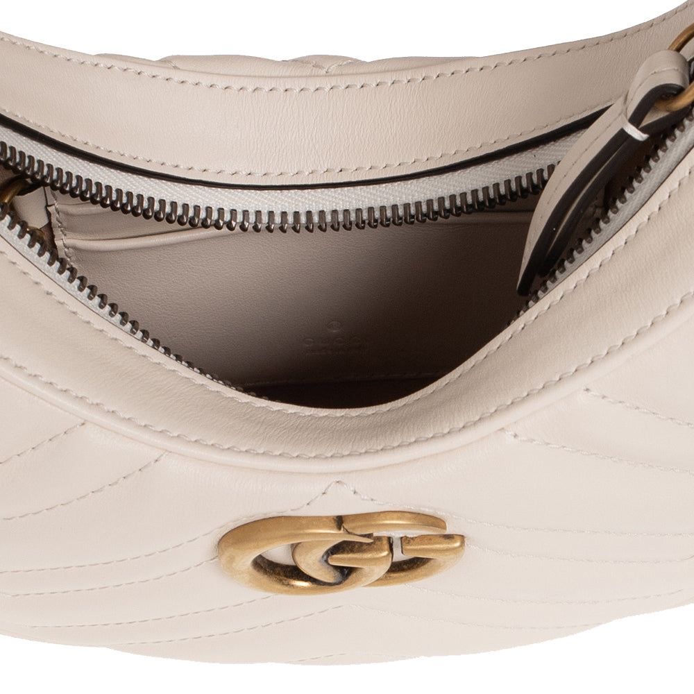 (WMNS) GG Marmont Half-Moon-Shaped Mini Bag 'Mystic White'