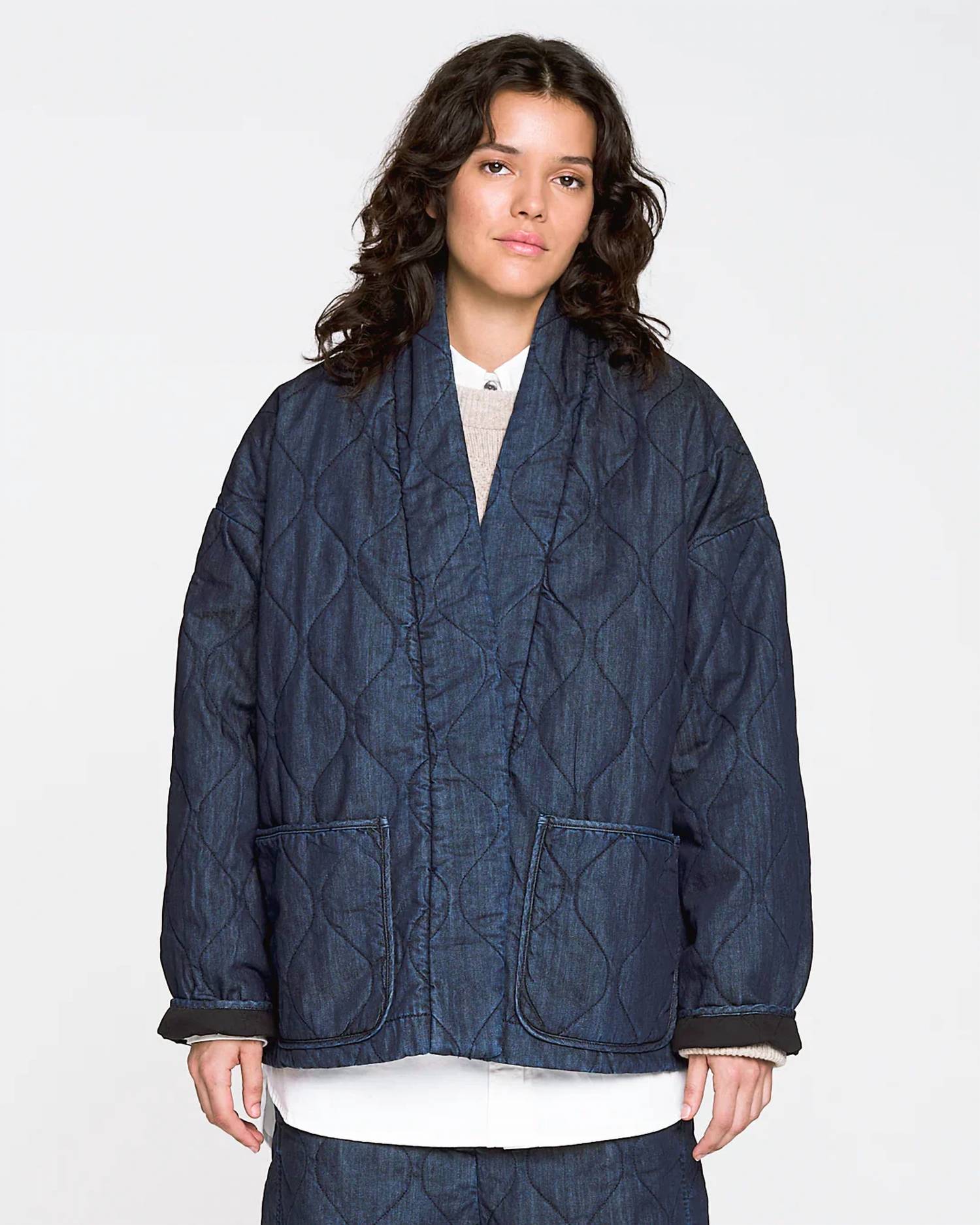 Edo Quilted Denim Jacket In Indigo