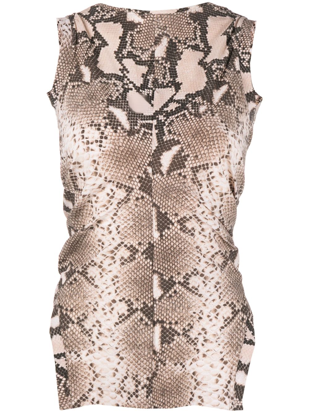 Python-print vest top - Brown