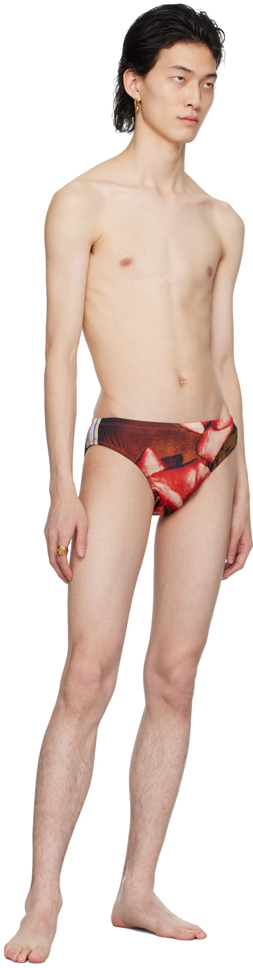 Jean Paul Gaultier Red 'The Roses' Swim Briefs