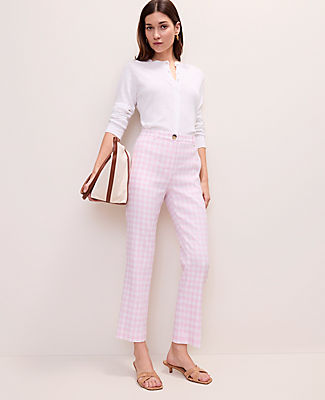 Ann Taylor The Slim Crop Pant in Gingham Linen Blend