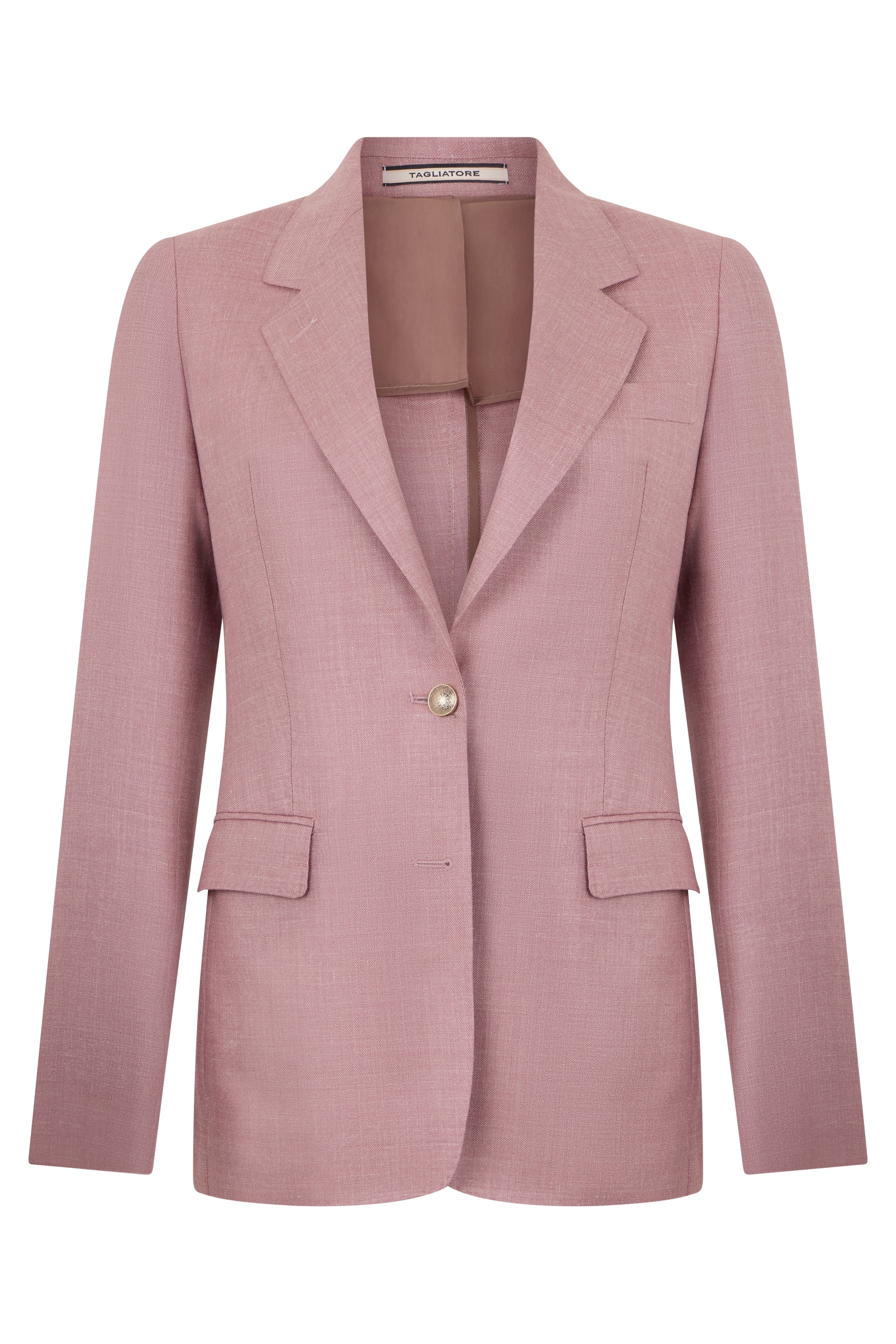 Single-Breasted Slim-Fit Viscose Blend Blazer with Classic Collar and Pockets
