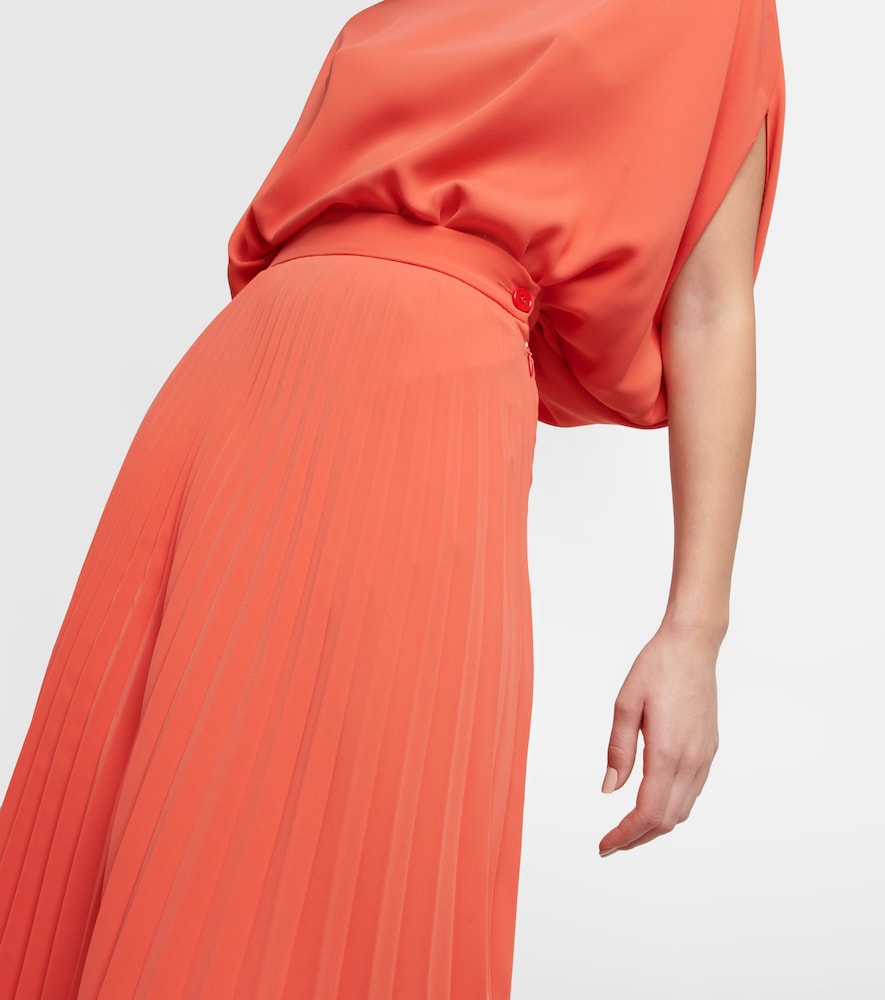 Pleated crêpe midi skirt